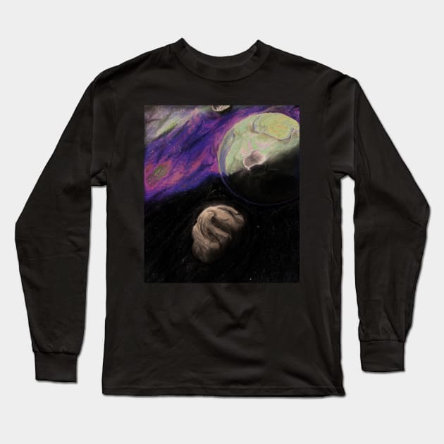 Asteroid Vs. Planet Long Sleeve T-Shirt by Cobb's Creations